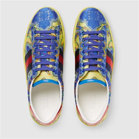 gucci blue flower shoes|gucci ace sneakers floral.